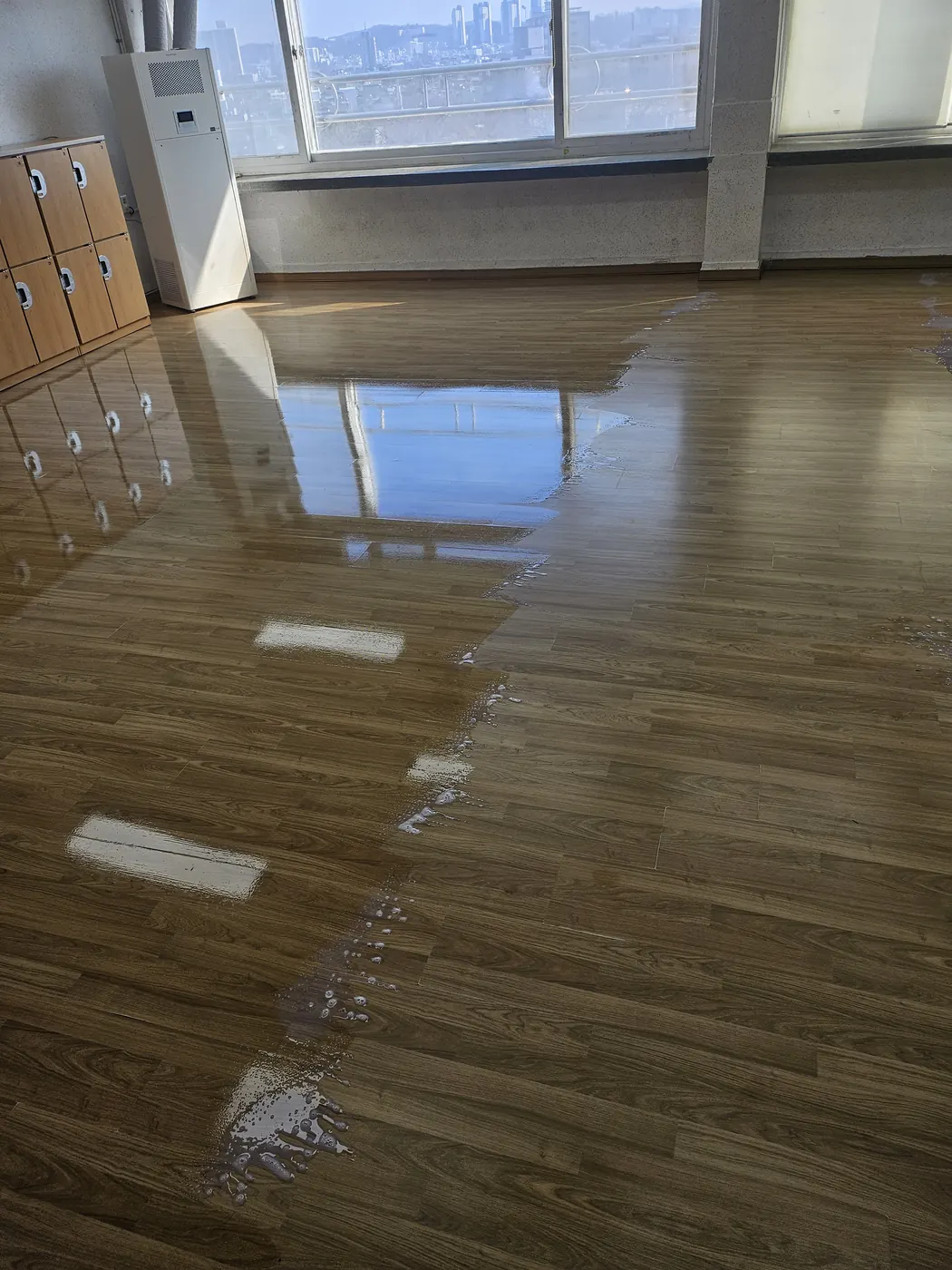 바닥 기계 세정 — 익산시 학교청소 현장